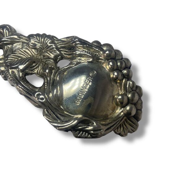 Godinger Silverplated Serving Spoon & Fork Set Ornate Grapevine Handle Vintage - Picture 8 of 9